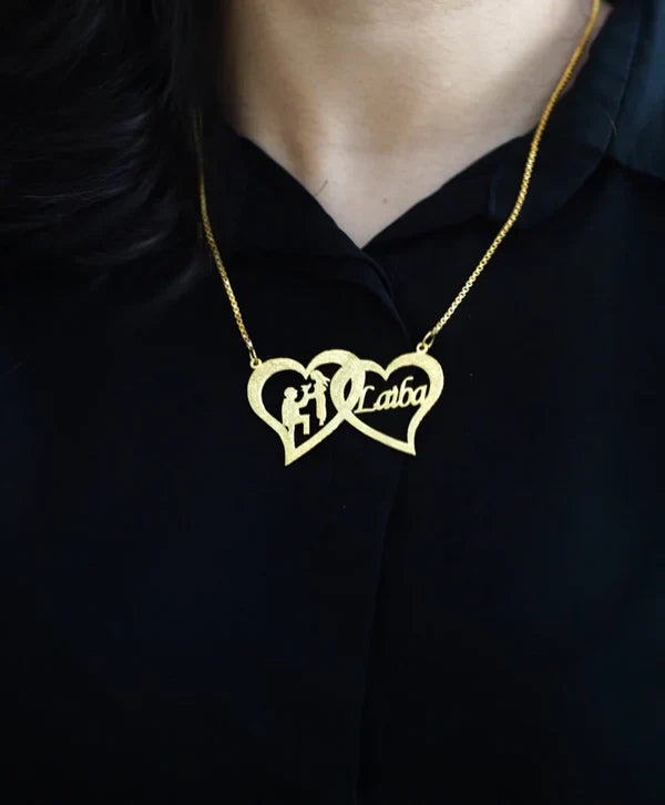 Double Heart Name Necklace