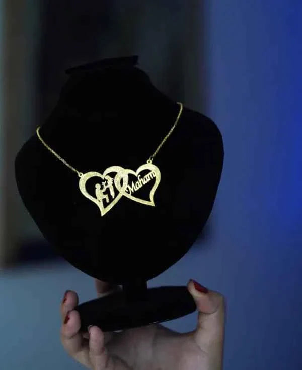 Double Heart Name Necklace